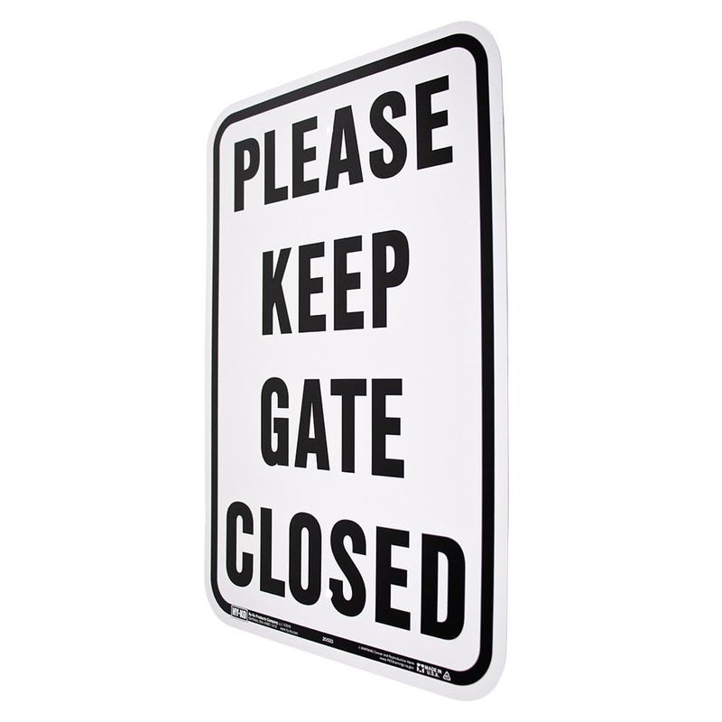 Hy-Ko Products 20523 - "Please Keep GATE Closed" Aluminum Sign 12 in x 18 in Black/White, 1 Each - Image 5